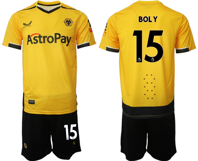 Men 2022-2023 Club Wolverhampton Wanderers home yellow #15 Soccer Jersey